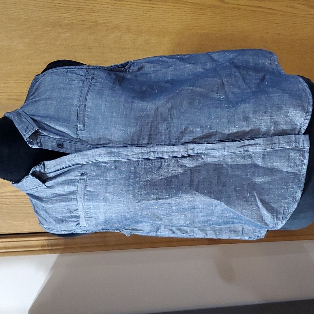 Madewell linen blend chambray sleeveless denim blue top